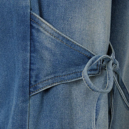 Jean utilitaire en denim avec nœud