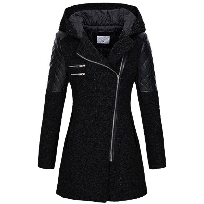 Manteau À Capuche Hivernal En Laine Pour Femmes