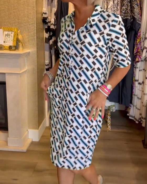 Robe imprimée géométrique à col V - 💖 SPÉCIAL FÊTE DES MÈRES 👩‍🦳