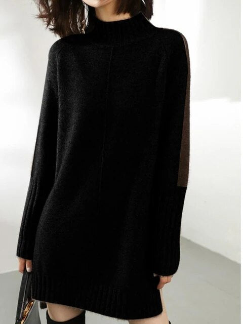 Robe pull col roulé en maille confortable