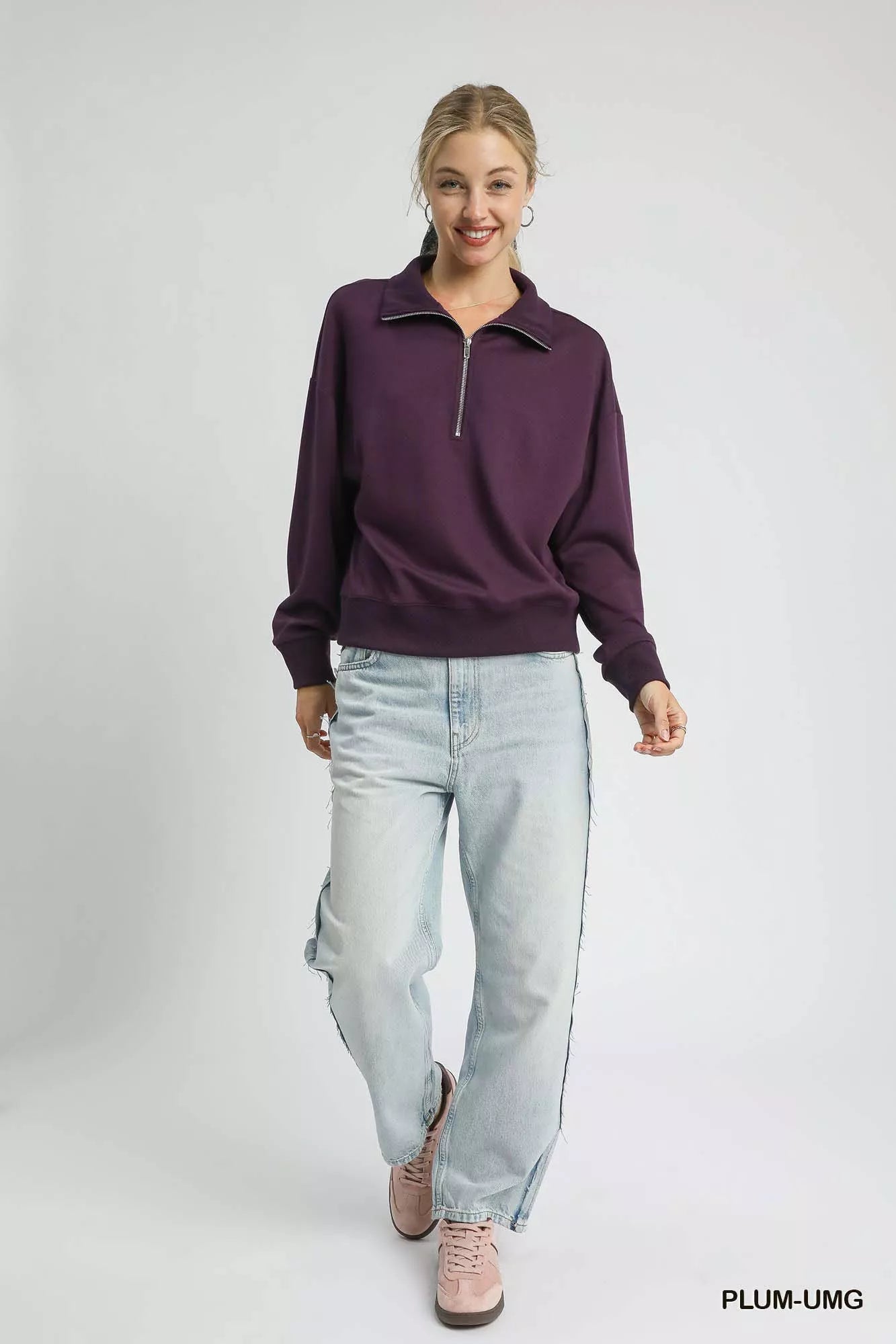 Sweat-shirt décontracté confortable à demi-fermeture éclair