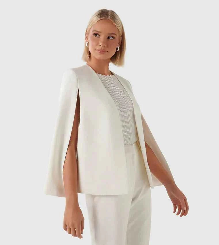 Blazer Cape Élégant pour Femme avec Coupe Fluide et Fente aux Manches