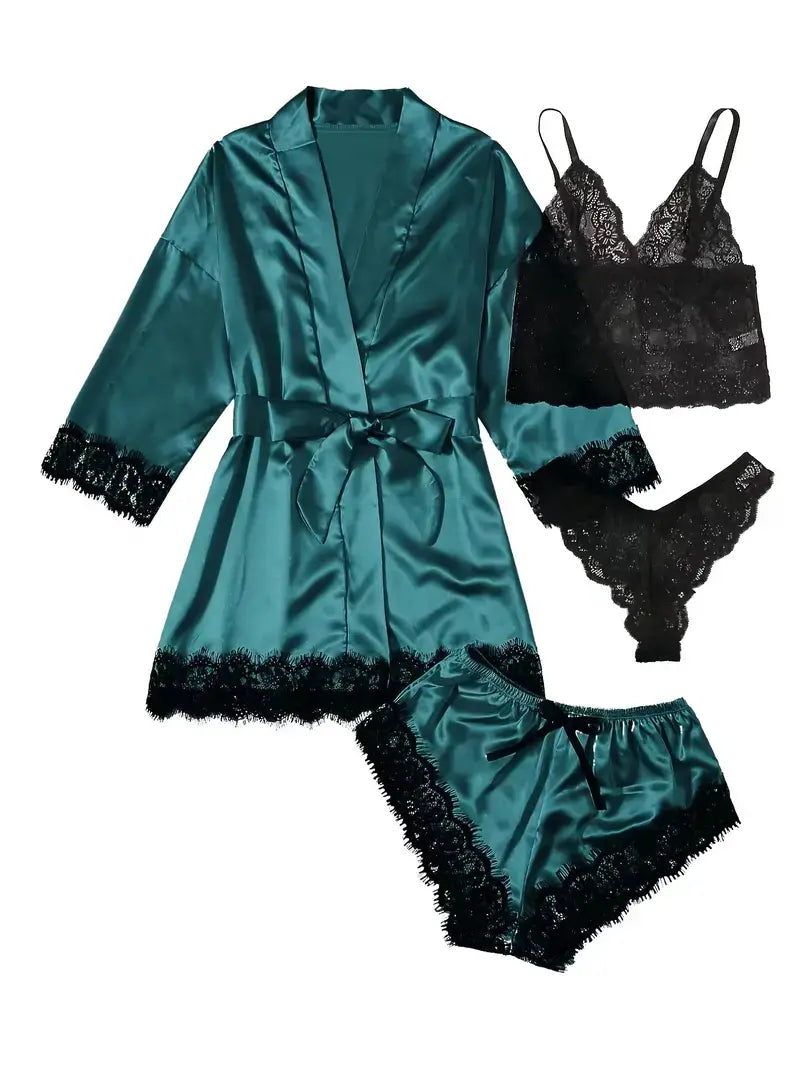 Ensemble Pyjama & Sous-Vêtements Glamour 4 Pièces