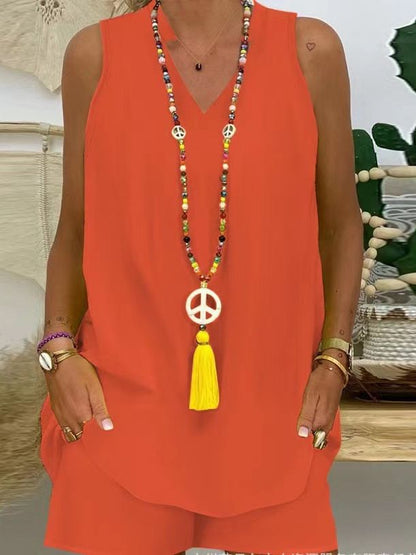 Thessaly™ - Ensemble Décontracté Femme à Col Montant Sans Manches pour un Style Estival Élégant