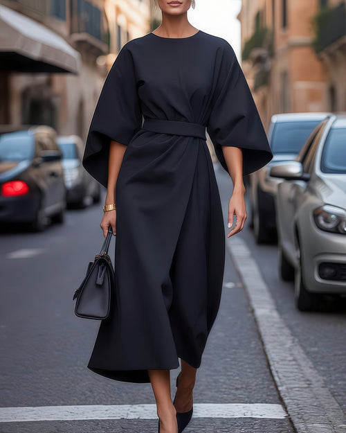 LILOU™ | Robe à manches lanternes élégantes et ceinture