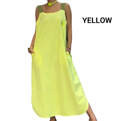 Robe maxi fluide avec larges bretelles et poches