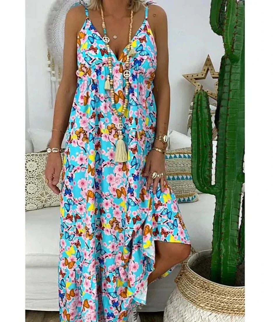 Robe sans bretelles à imprimé floral