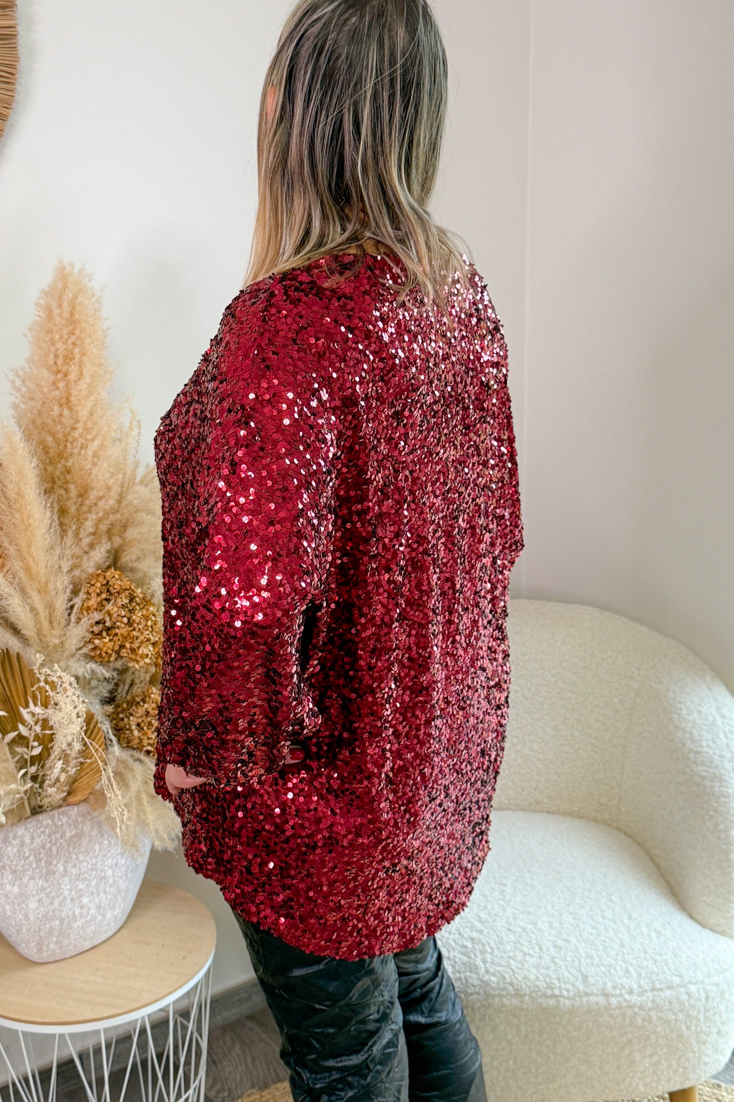 Blouse Berthe Bordeaux à Sequins GT
