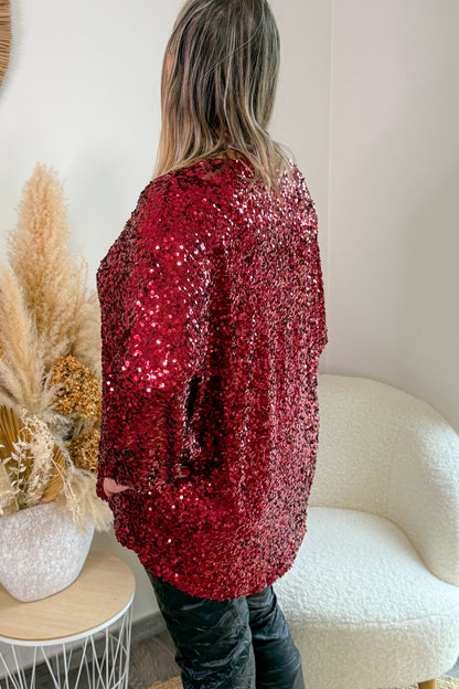 Blouse Berthe Bordeaux à Sequins GT