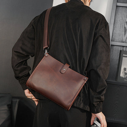 Sac à bandoulière rétro homme en cuir marron