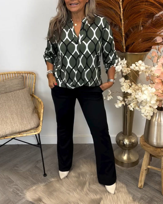 Florina™ - Blouse Décontractée à Manches Longues et Motif Élégant
