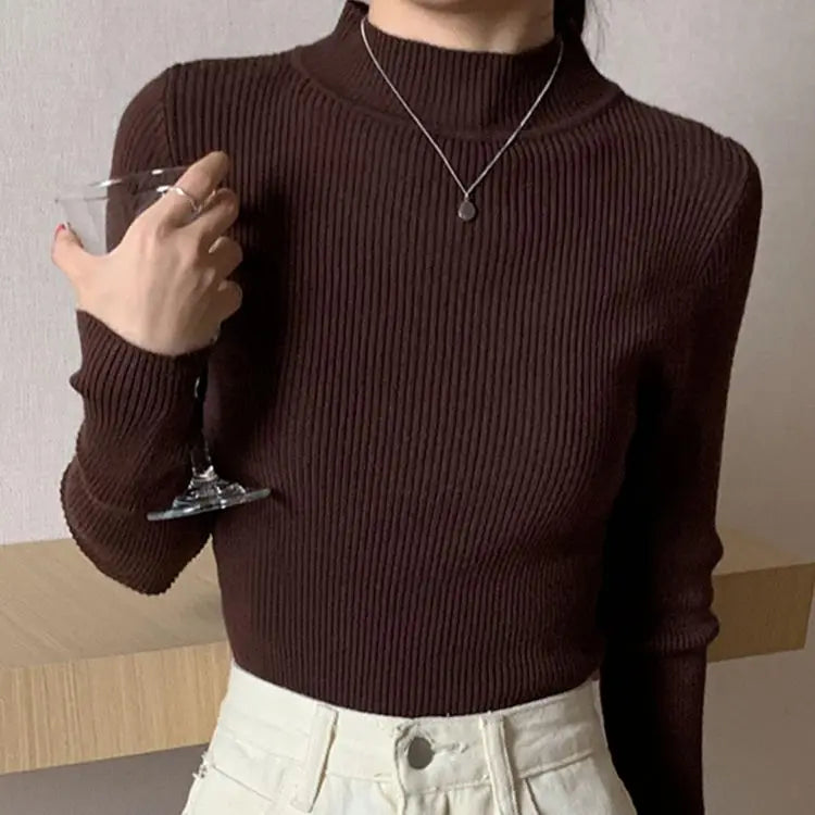 Pull en laine côtelé confortable pour femmes