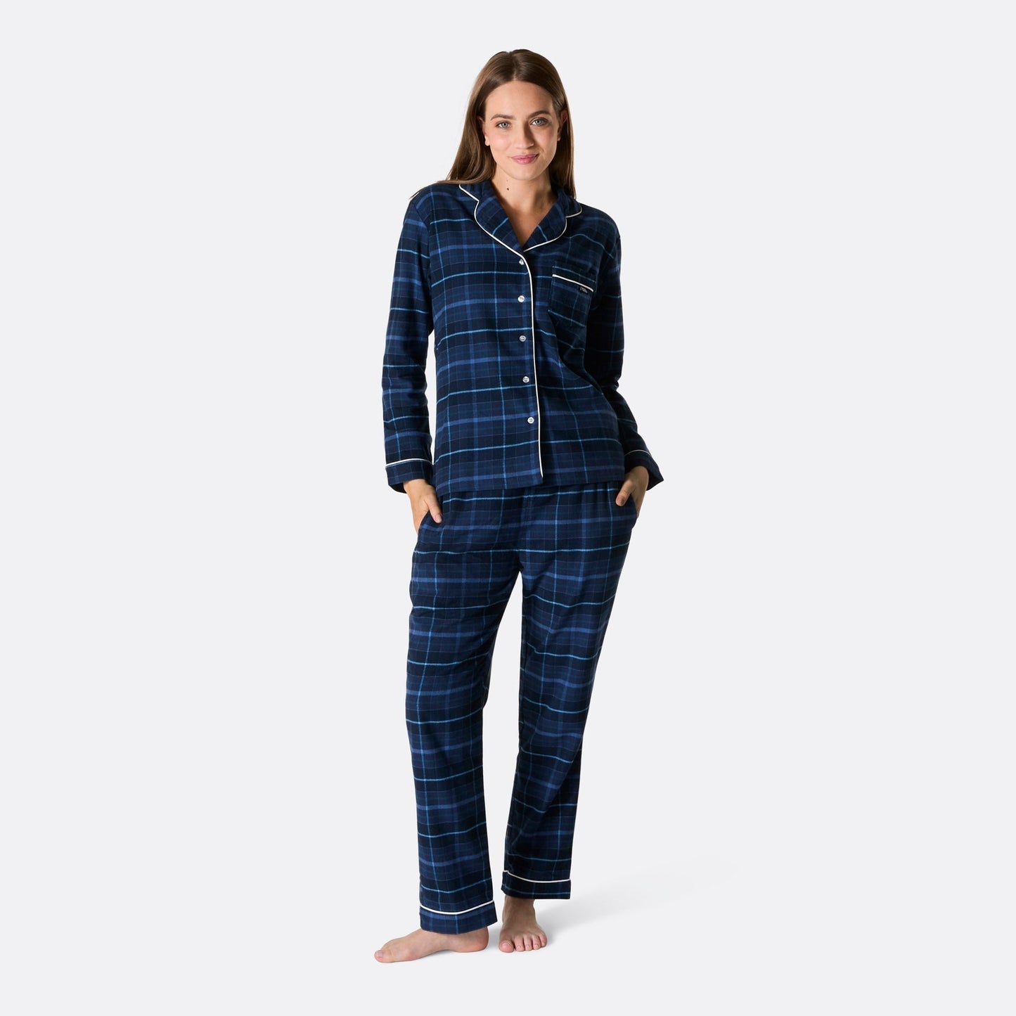 Pyjama de Noël en flanelle bleue confortable pour femmes