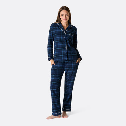 Pyjama de Noël en flanelle bleue confortable pour femmes