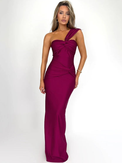 Élodie Lavin® | Robe Noire Asymétrique Drapée Une Épaule