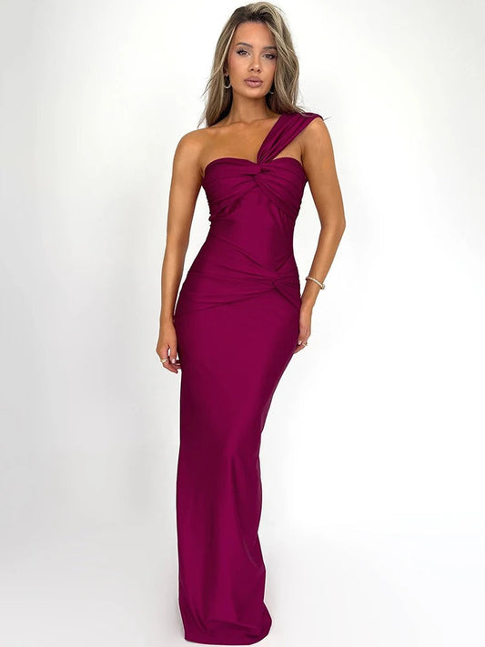 Élodie Lavin® | Robe Noire Asymétrique Drapée Une Épaule