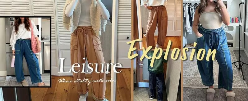 Pantalon de survêtement confortable à jambes larges avec poches