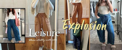 Pantalon de survêtement confortable à jambes larges avec poches