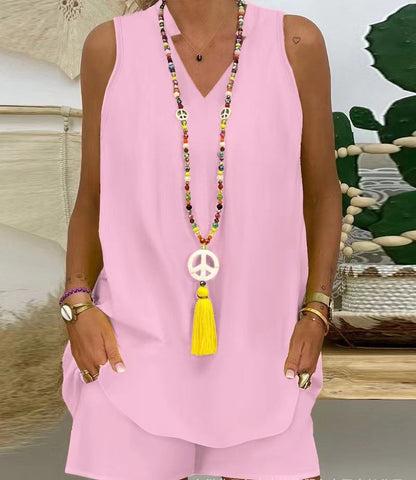 Thessaly™ - Ensemble Décontracté Femme à Col Montant Sans Manches pour un Style Estival Élégant