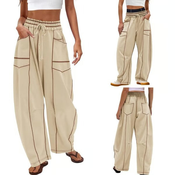 Pantalon de survêtement confortable à jambes larges avec poches