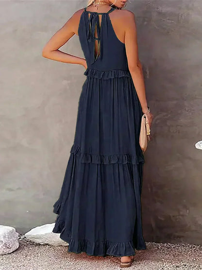 Sarah | Robe Maxi Halter à Volants (Stock Limité)