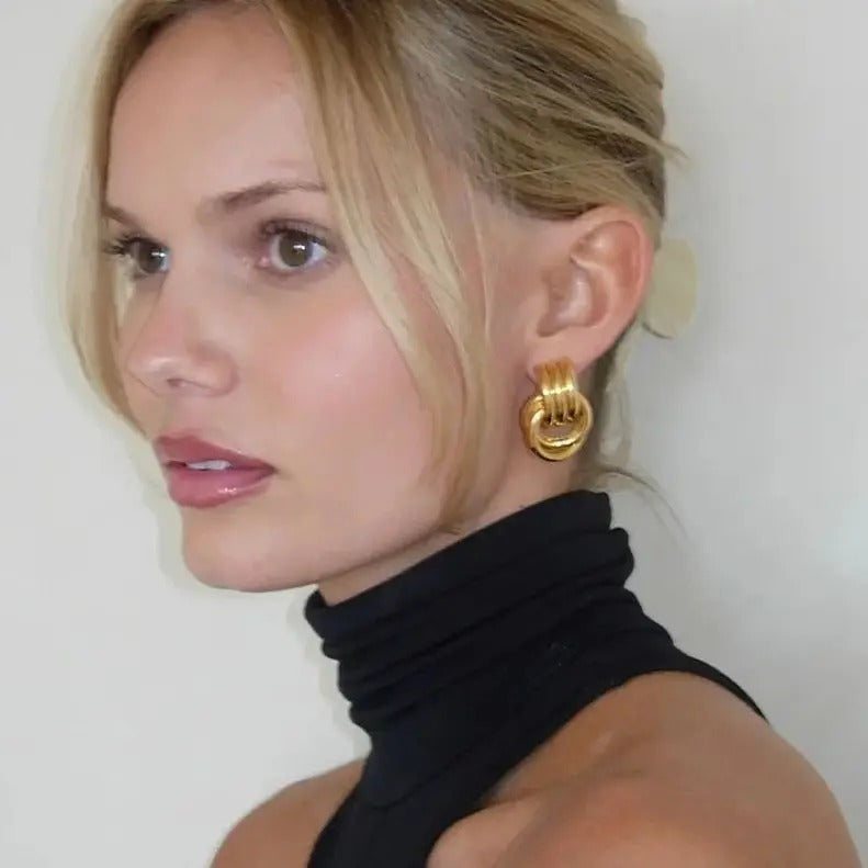Élodie Lavin® | Boucles d’oreilles anneaux entrelacés en métal poli