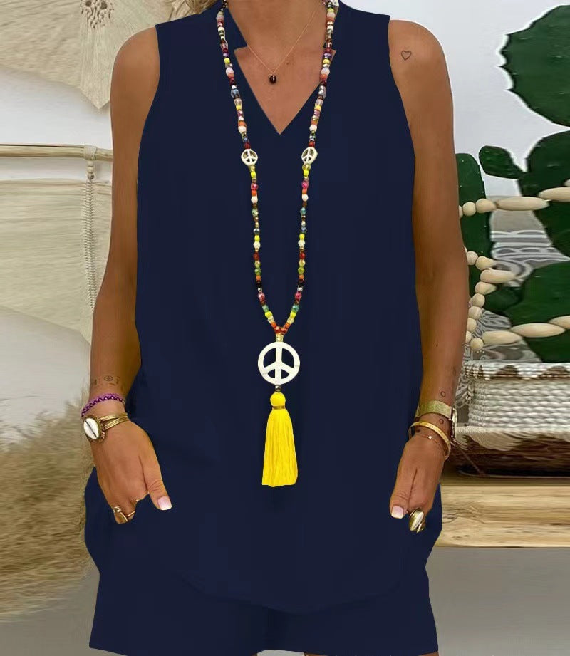 Thessaly™ - Ensemble Décontracté Femme à Col Montant Sans Manches pour un Style Estival Élégant