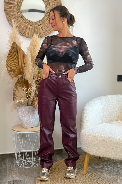 Top En Tulle Kaya Noir/Mauve Only