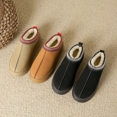 Bottes montantes à talons compensés doublées en fausse fourrure douillette