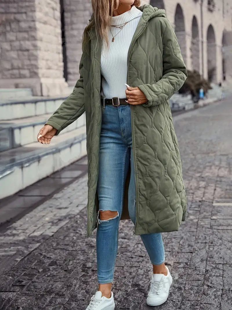 Manteau matelassé en coton douillet à capuche avec manches longues