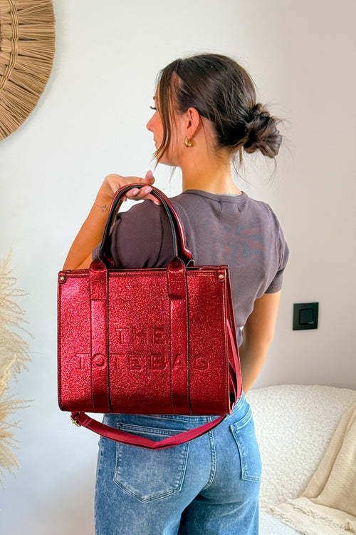 Tote Bag Métalisé Moyen Bordeaux