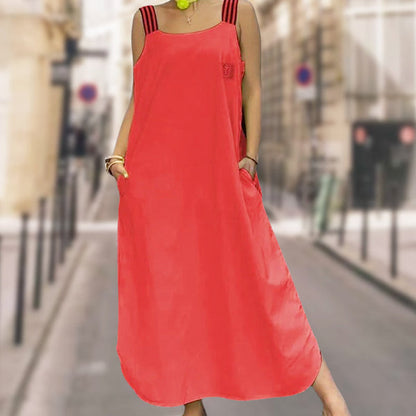 Robe maxi fluide avec larges bretelles et poches