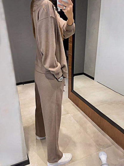 Ensemble décontracté confortable avec pull col V et pantalon