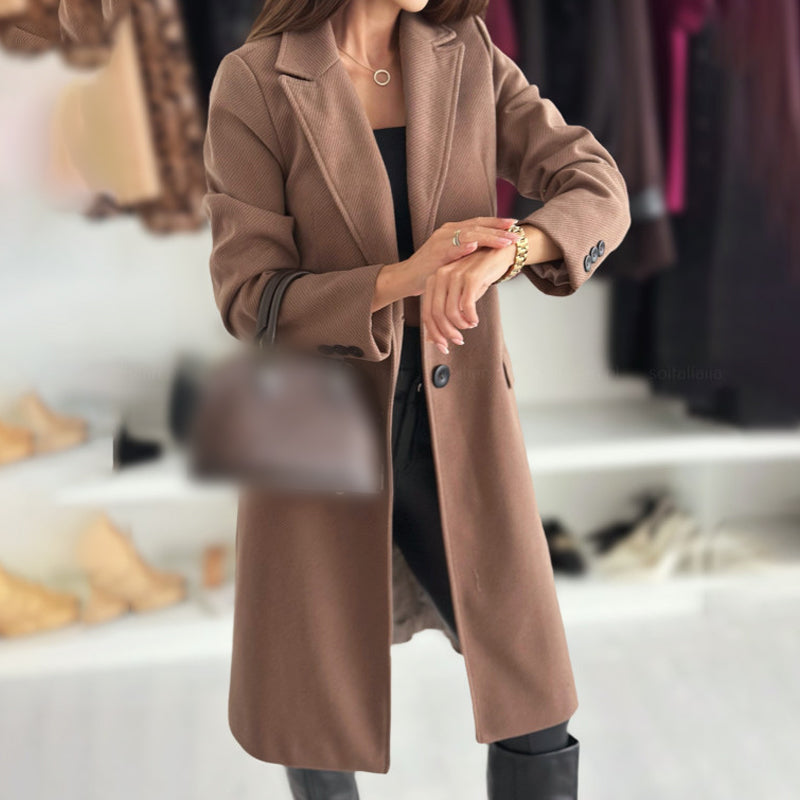 Manteau d'hiver long en laine chic pour femme