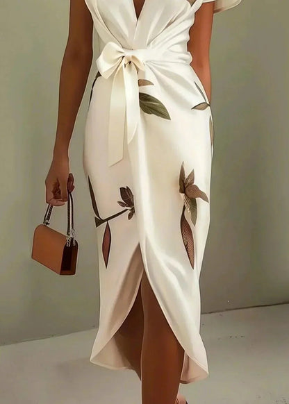 Élancia | Robe portefeuille florale à col V