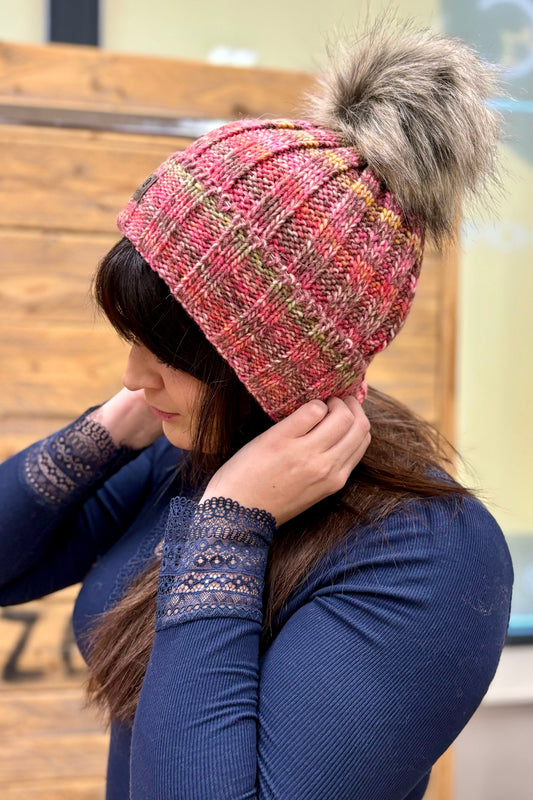 Bonnet à pompon Louana Fuchsia