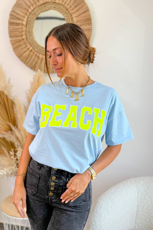 T-Shirt " Beach" Bleu