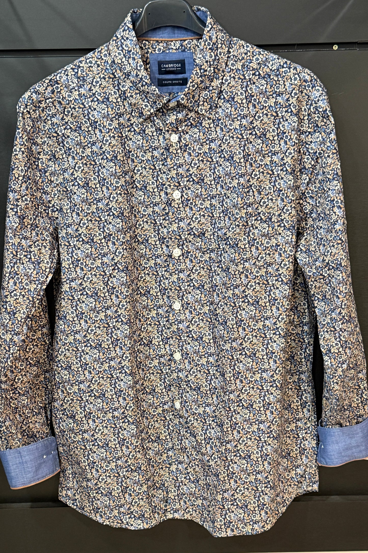 Chemise Edenin Bleu Marine et Taupe