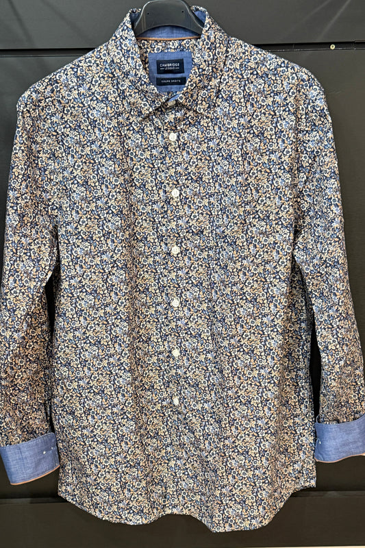Chemise Edenin Bleu Marine et Taupe