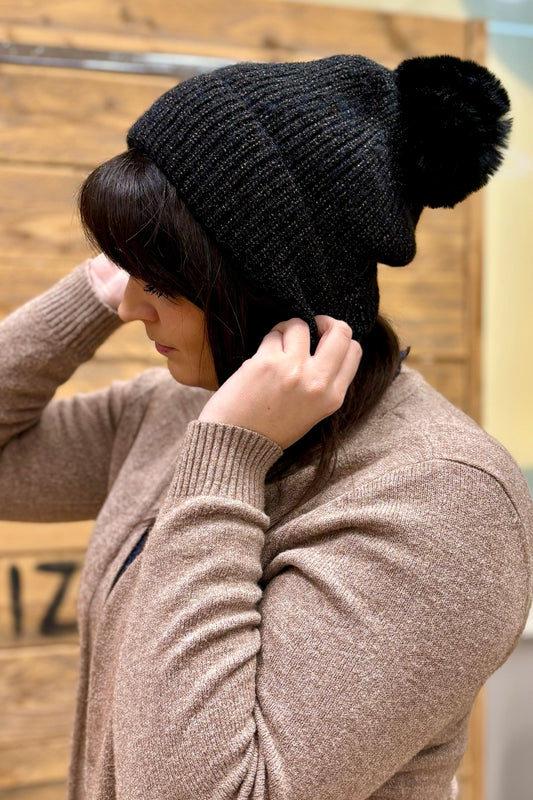 Bonnet à pompon Mirabelle Noir