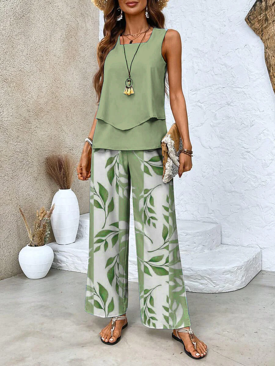 Ensemble de deux pièces avec haut et pantalon assortis