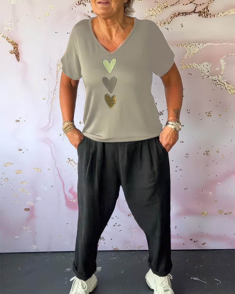 Aimée™ | Shirt à manches courtes et col en V