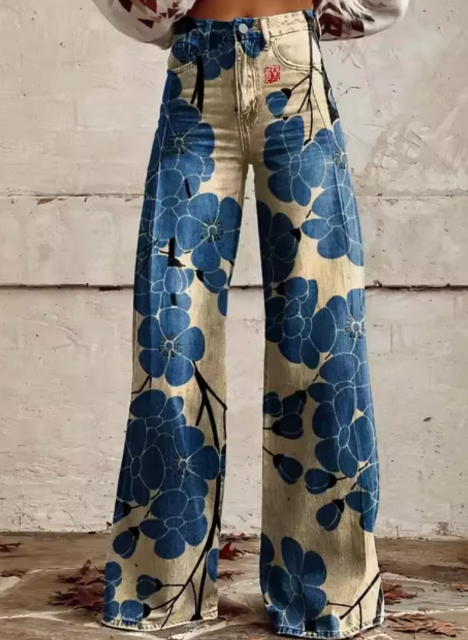 Pantalon large avec imprimé coloré