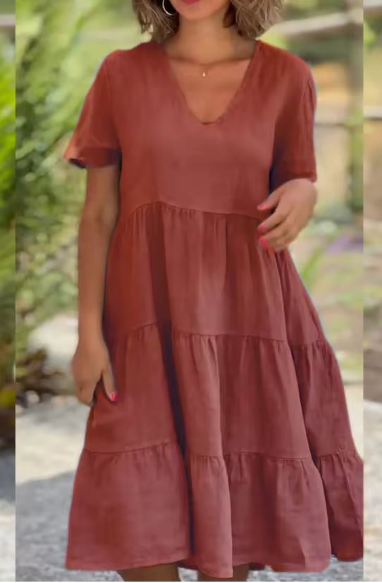 Robe décontractée en lin et coton pour femme