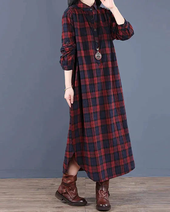 Riva Lefèvre | Robe à Manches Longues à Carreaux