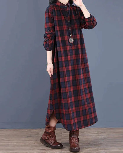 Riva Lefèvre | Robe à Manches Longues à Carreaux