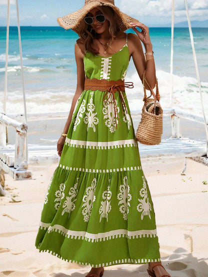 Tropical Vibes : robe femme à ourlet froncé et imprimé végétal