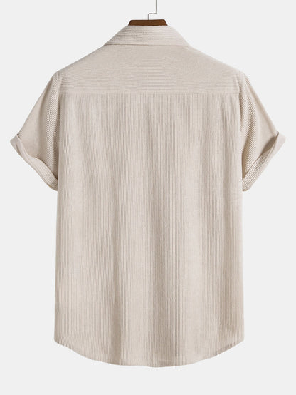 Ensemble Chemise et Short en Velours Côtelé Stylé pour Hommes