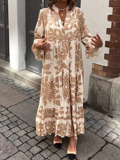 Robe Maxi Attrayante avec Décolleté en V et Manches 3/4 - 💖 ESPECIAL DIA DE LAS MADRES 👩‍🦳