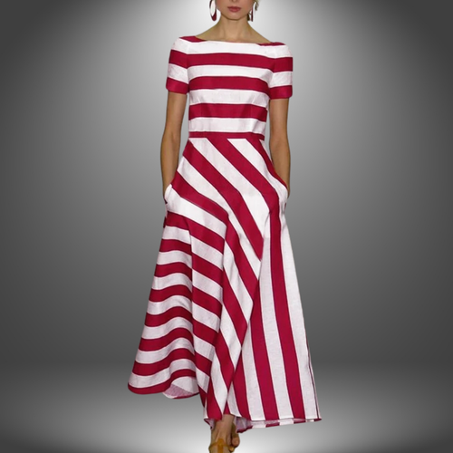 Tanith™ - Robe Rayée Fait Main Alliant Style Unique et Confort